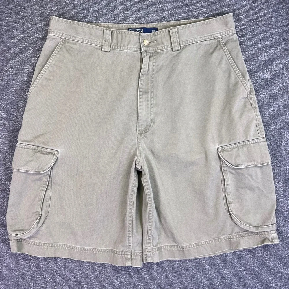 Polo Ralph Lauren Cargo Shorts Mens 34 Khaki Tan Classic Outdoor Cotton Chino